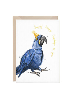 Kathings Wenskaart blue parrot papegaai