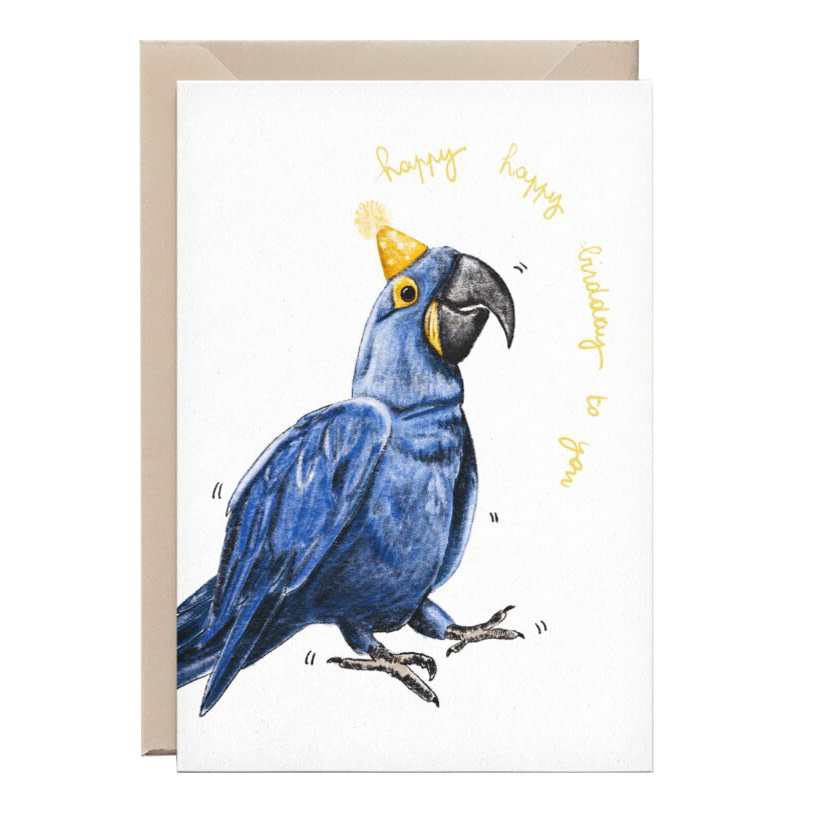 Kathings Wenskaart blue parrot papegaai