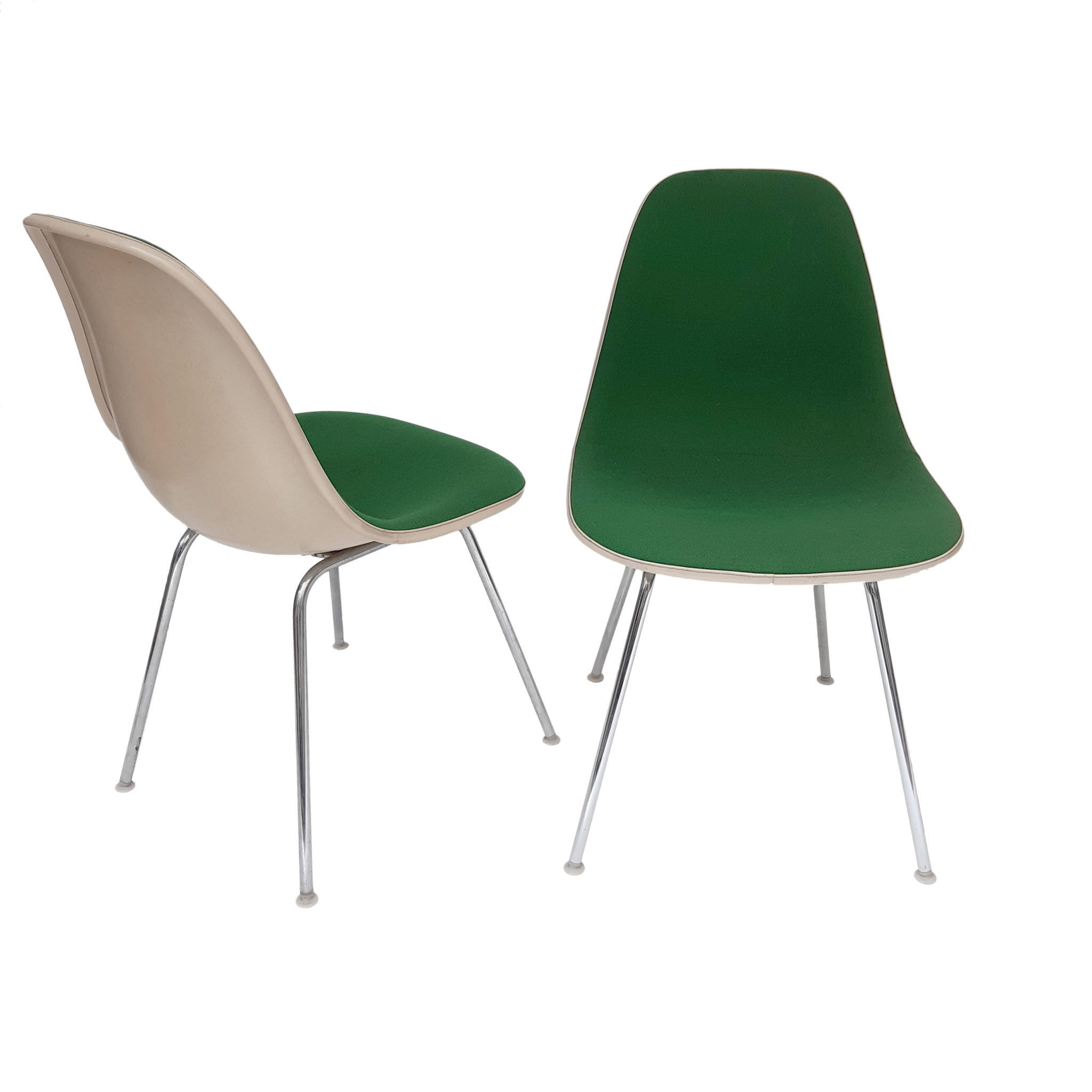 Vintage stoel groene stof eames/herman miller 4 poten