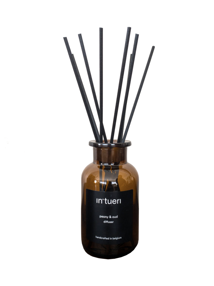 Intueri Diffuser pioen & agarhout (glazen houder met stokjes zonder refill)