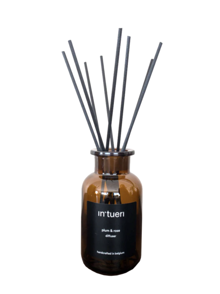 Intueri Diffuser pruim & roos (glazen houder met stokjes zonder refill)