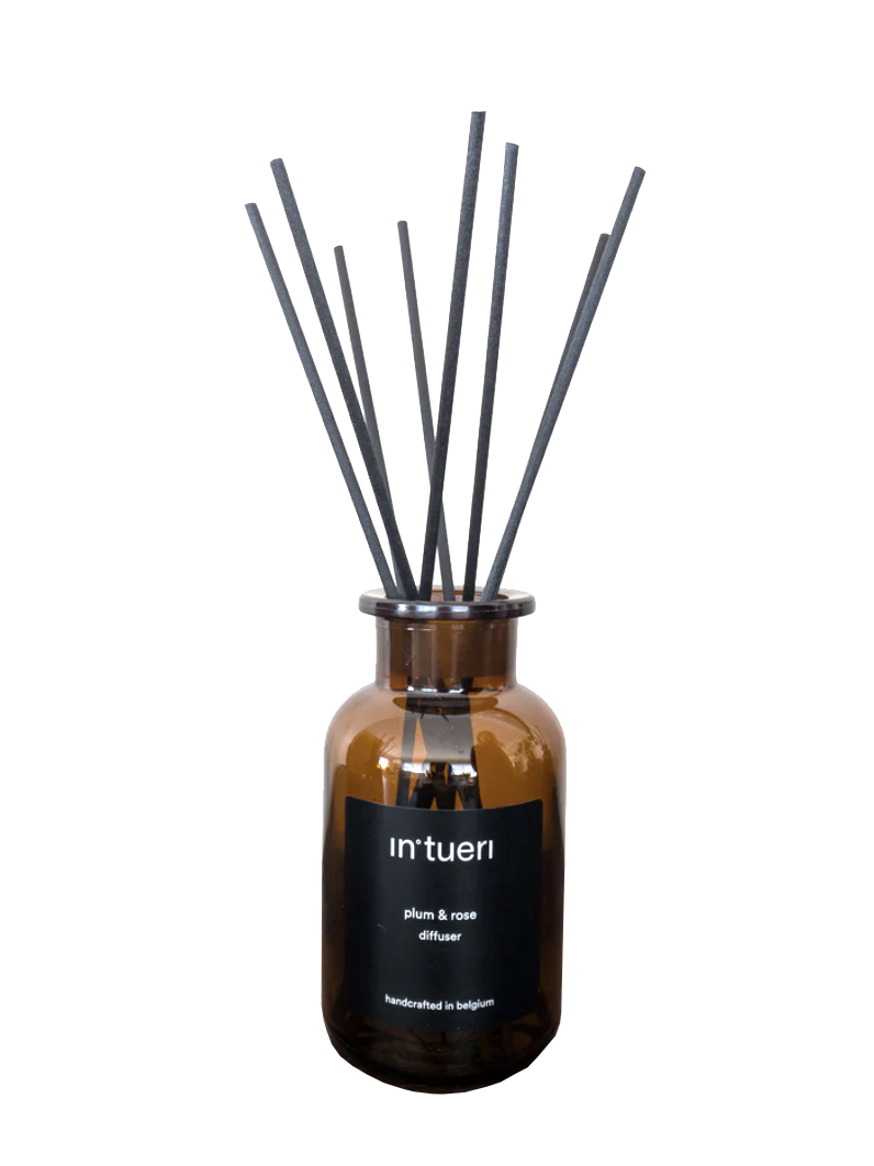 Intueri Diffuser pruim & roos (glazen houder met stokjes zonder refill)