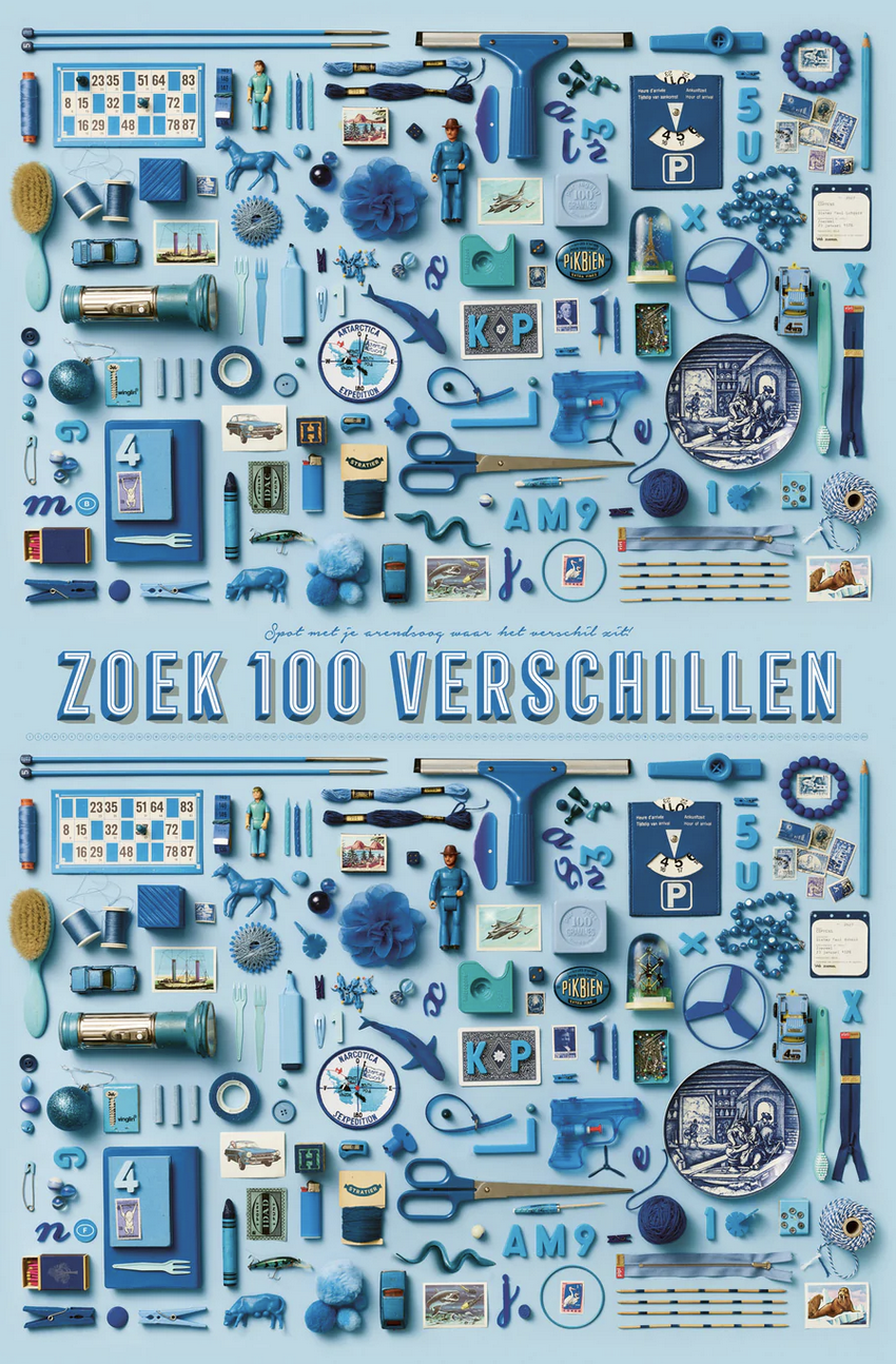 Stratier XL-spelposter 65x100cm 100 verschillen blauw