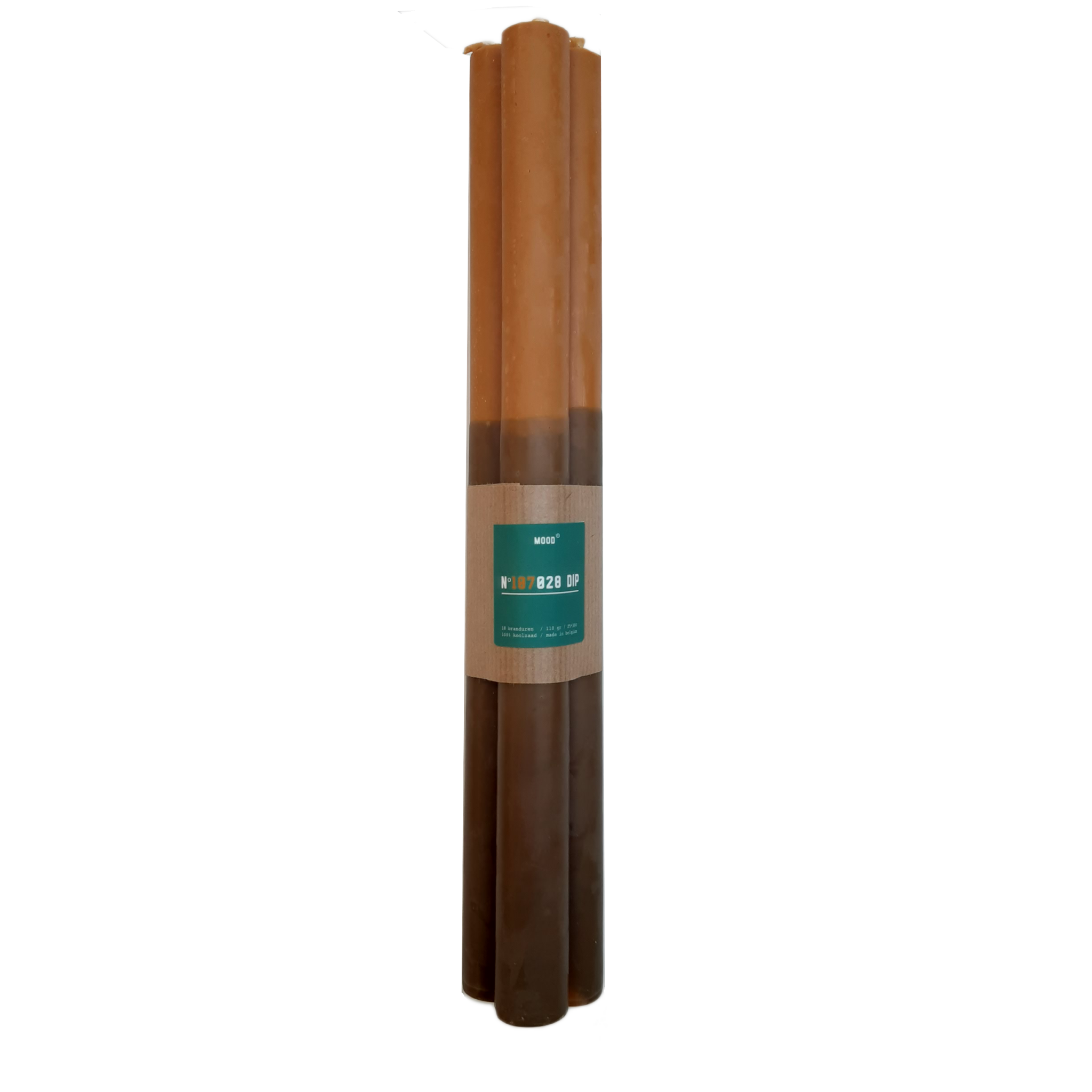 Mood Ecologische dinnerkaars N°107028 dip lichtbruin/donkergroen set 3