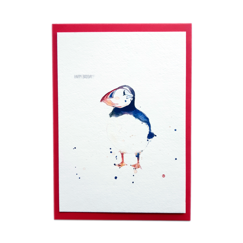 Mood Aquarel postkaart happy birdday papegaaiduiker