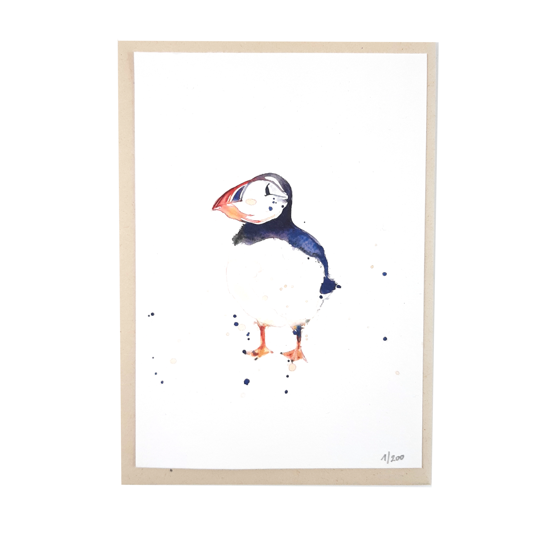 Mood Aquarel postkaart happy birdday papegaaiduiker