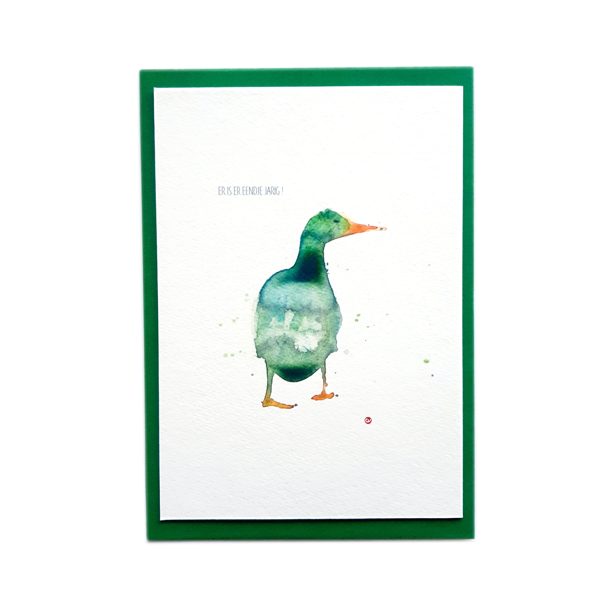 Mood Aquarel postkaart er is er eendje jarig