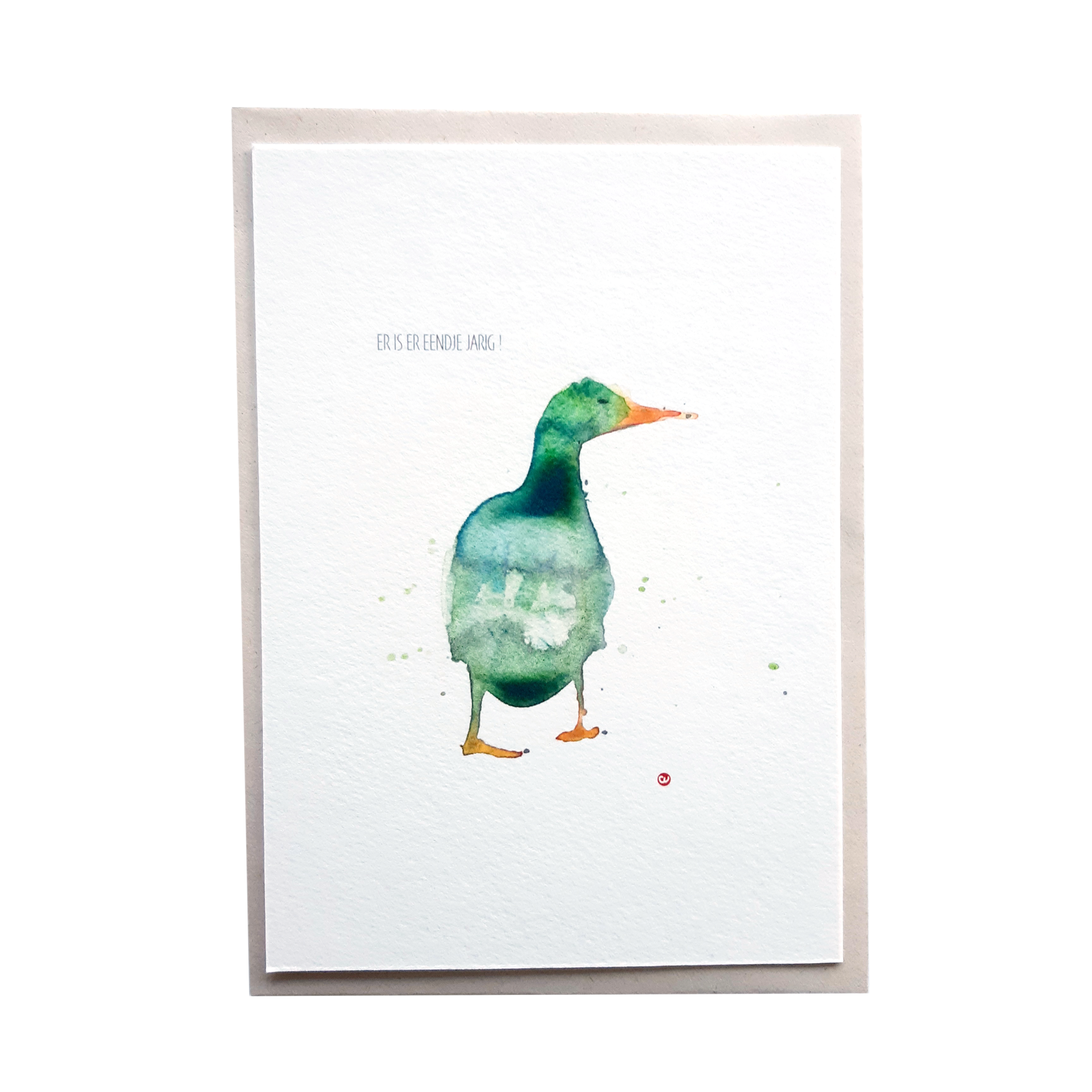 Mood Aquarel postkaart er is er eendje jarig