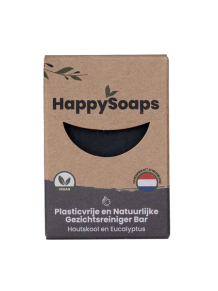 Happy  Soaps Gezichtsreiniger bar houtskool