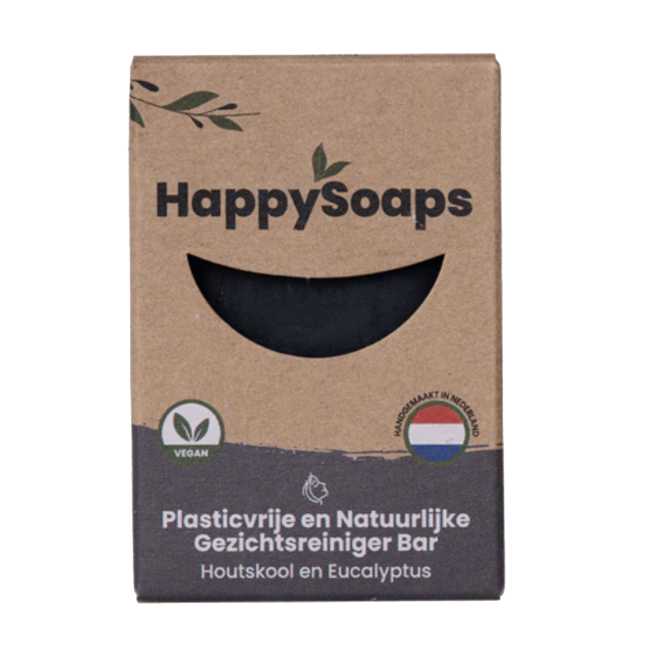 Happy  Soaps Gezichtsreiniger bar houtskool