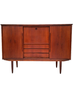 Vintage highboard Denemarken jaren '60 teakhout barfunctie