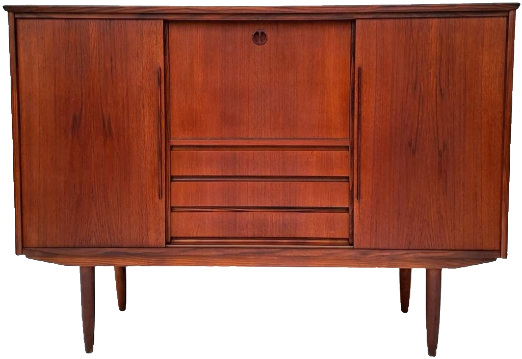 Vintage highboard Denemarken jaren '60 teakhout barfunctie
