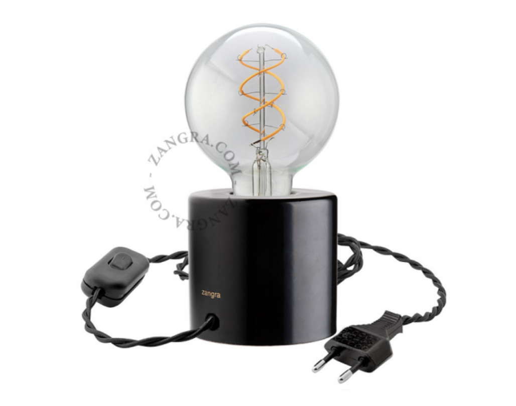 Zangra Light.014.003.b bed- of tafellamp in porselein zonder lamp zwart