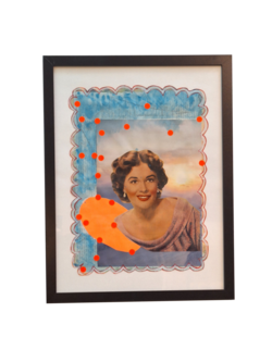 Collage lady on a stamp A3