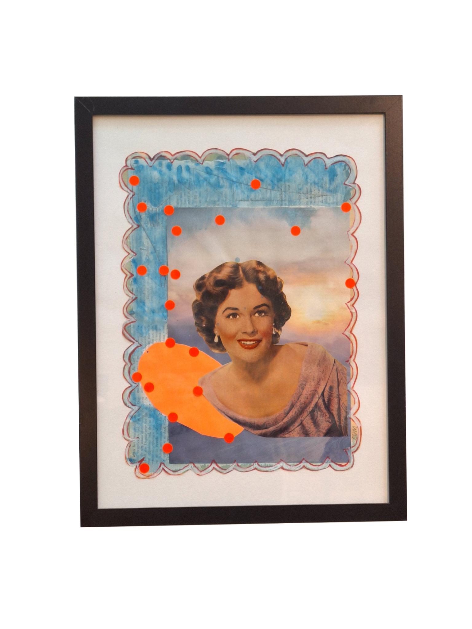 Collage lady on a stamp A3