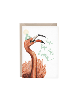 Kathings Wenskaart flamingo hip hip