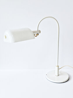 Vintage bureaulamp metaal en glazen kapje