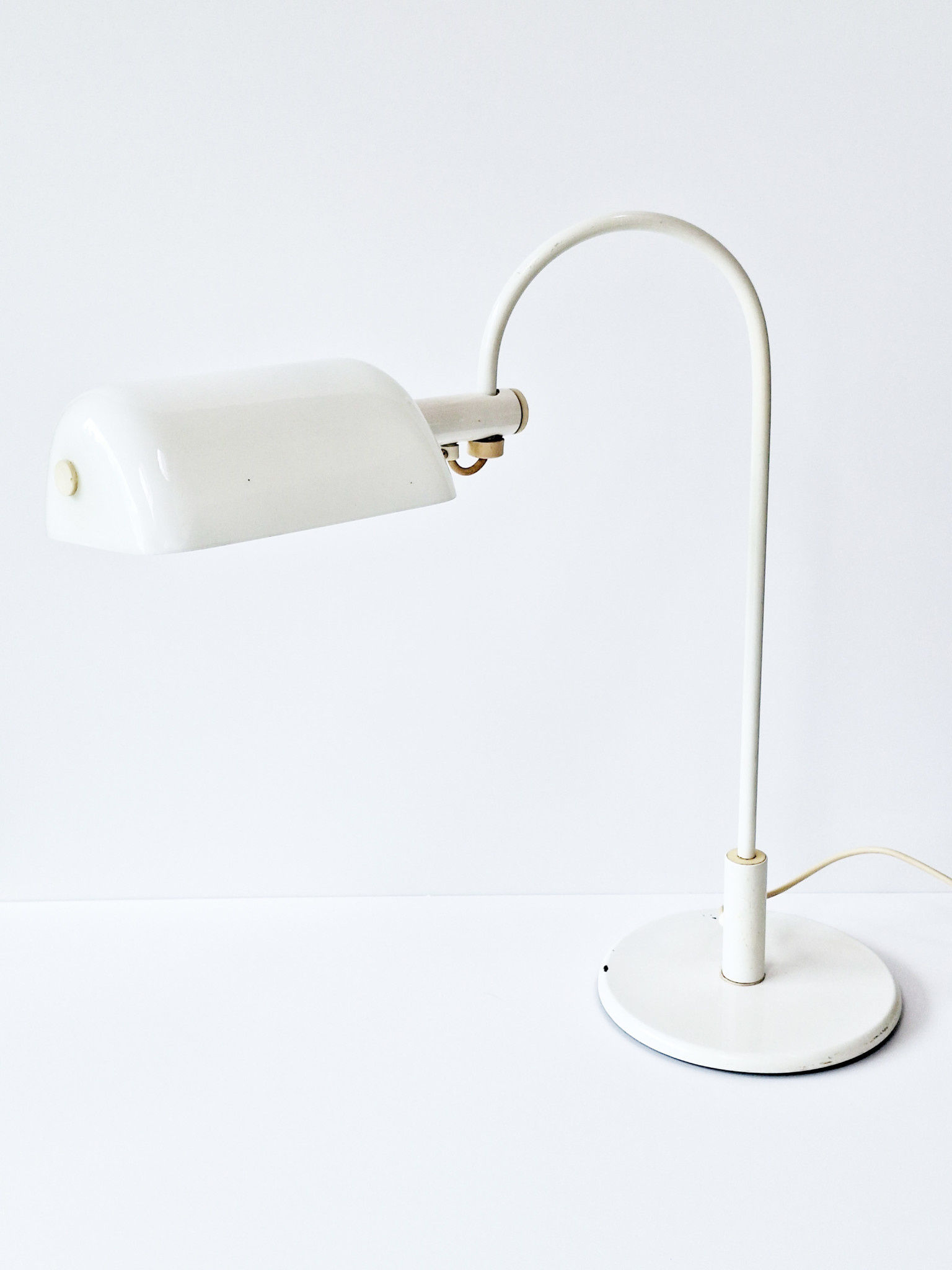 Vintage bureaulamp metaal en glazen kapje