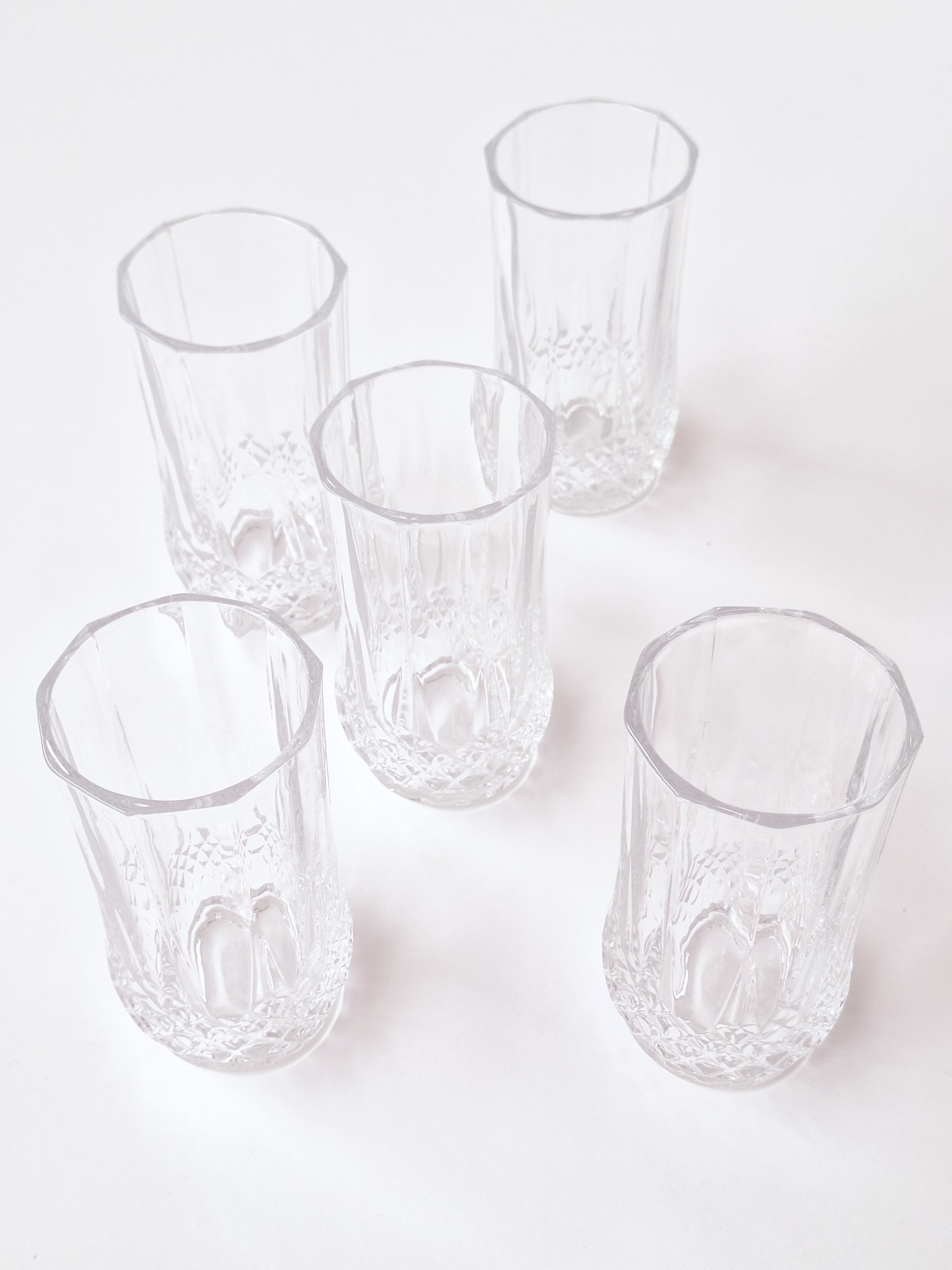 Vintage set 5 glazen christal d'arques longchamp