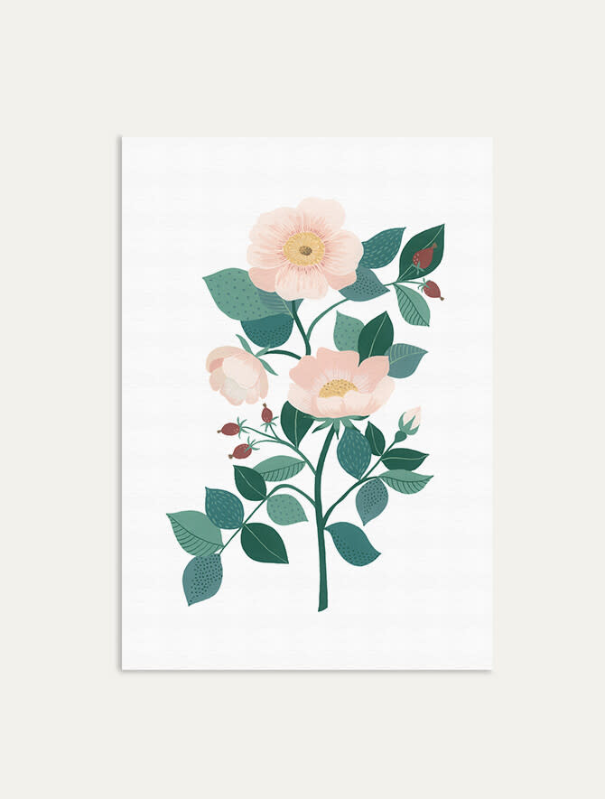 Leens Print A4 wild flower n°3 wilde roos