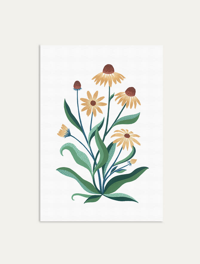 Leens Print A4 wild flower n°2 gele zonnehoed