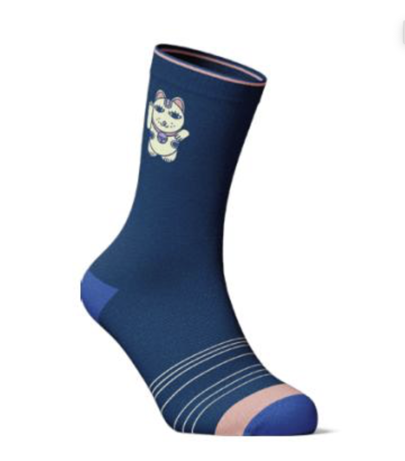 Aimo Sustainable socks lucky cat navy