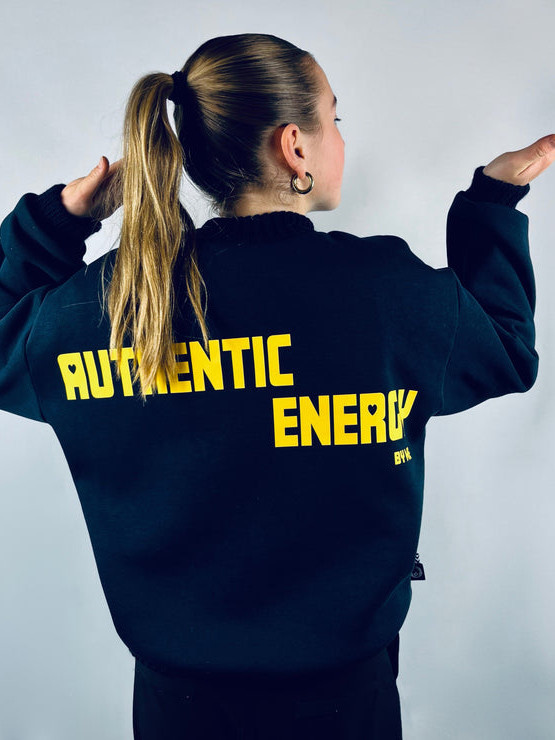 Noenganger Sweater authentic energy small donkerblauw/geel