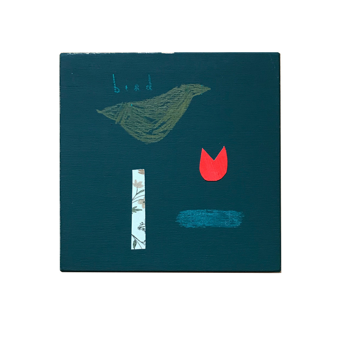 Francoise Beck Blokje vogeltje formaat 10x10cm