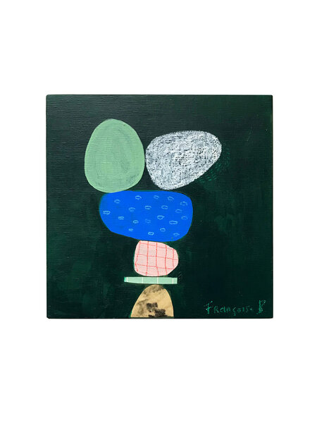 Francoise Beck Schilderij green series 2-07 formaat 15x15 cm