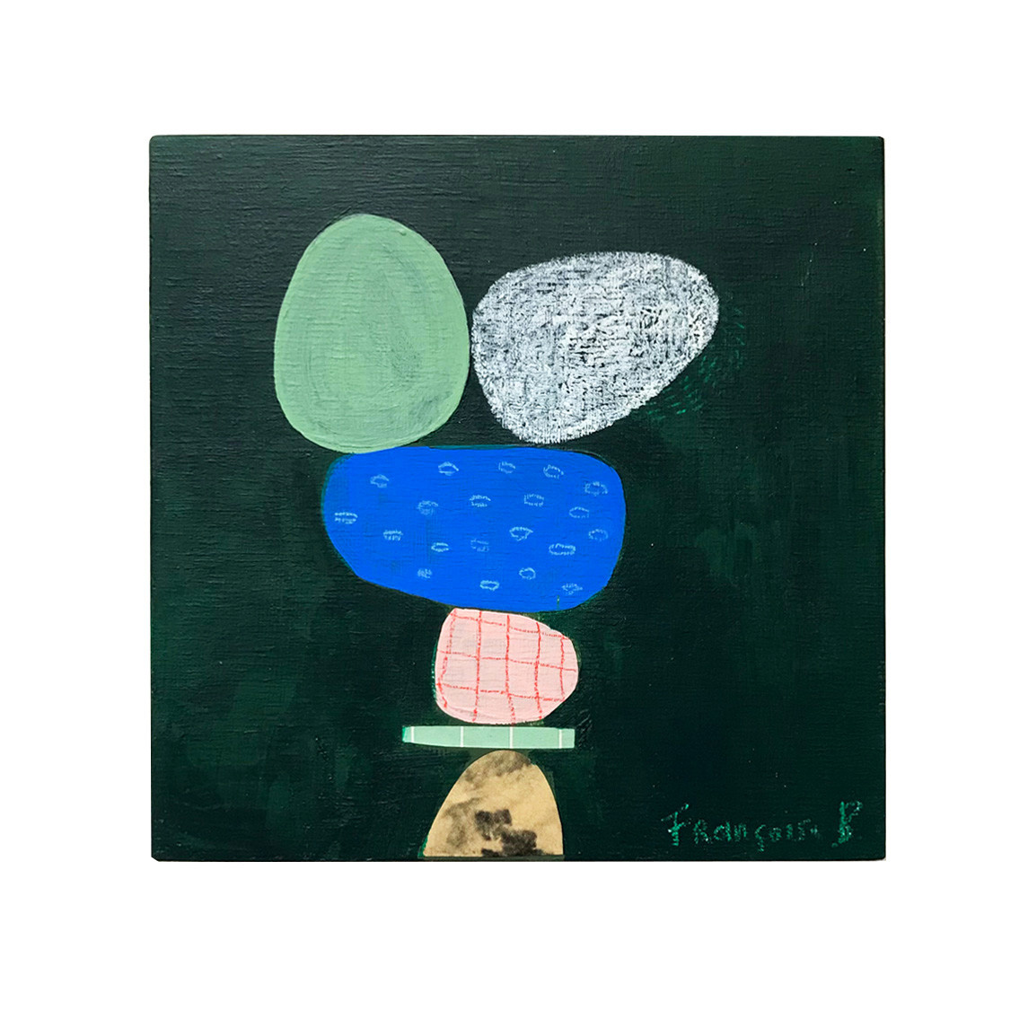 Francoise Beck Schilderij green series 2-07 formaat 15x15 cm