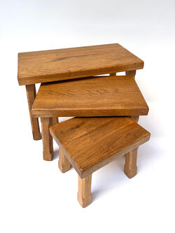 Vintage brutalistische bijzettafels set van drie