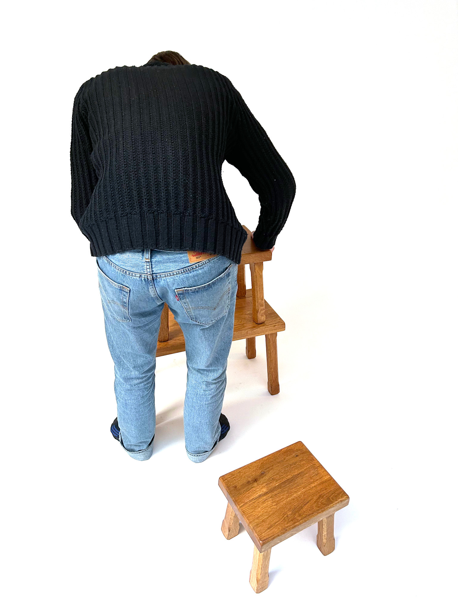 Vintage brutalistische bijzettafels set van drie