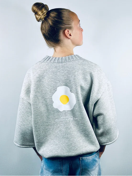 Noenganger * 05 Sweater eggstra fine day grijs S korte mouw