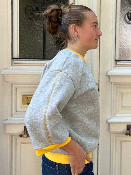 Noenganger Sweater eggstra fine day grijs/geel S korte mouw