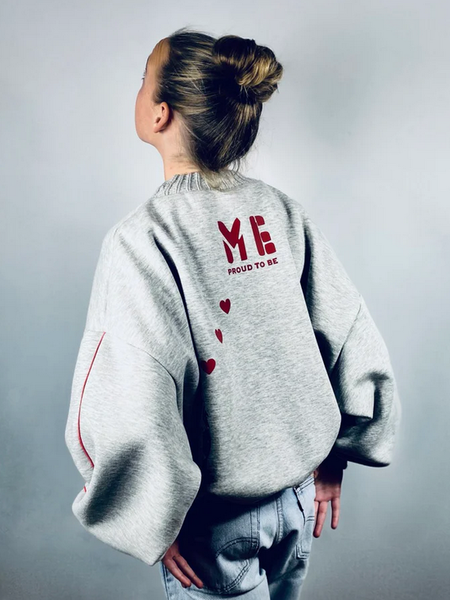Noenganger *22 Sweater proud to be me lichtgrijs baggy
