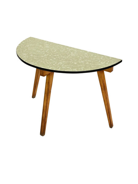 Vintage tafel halfrond formica met floraal patroon