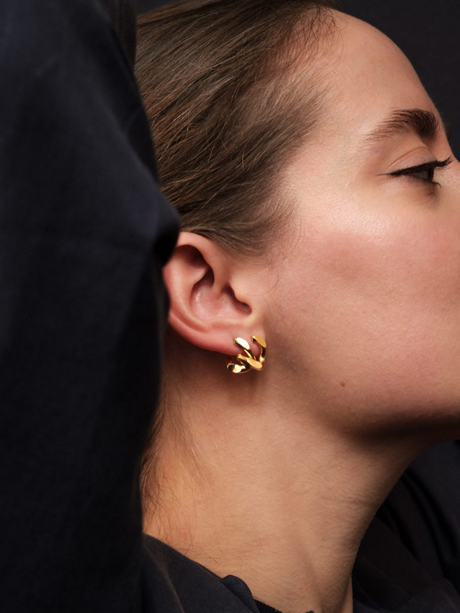 Laure De Mees Chunky link stud half goud