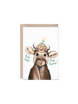 Kathings Wenskaart koe hip hip hoera