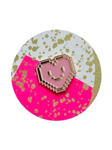 Plumo Pin hartje roze en goud