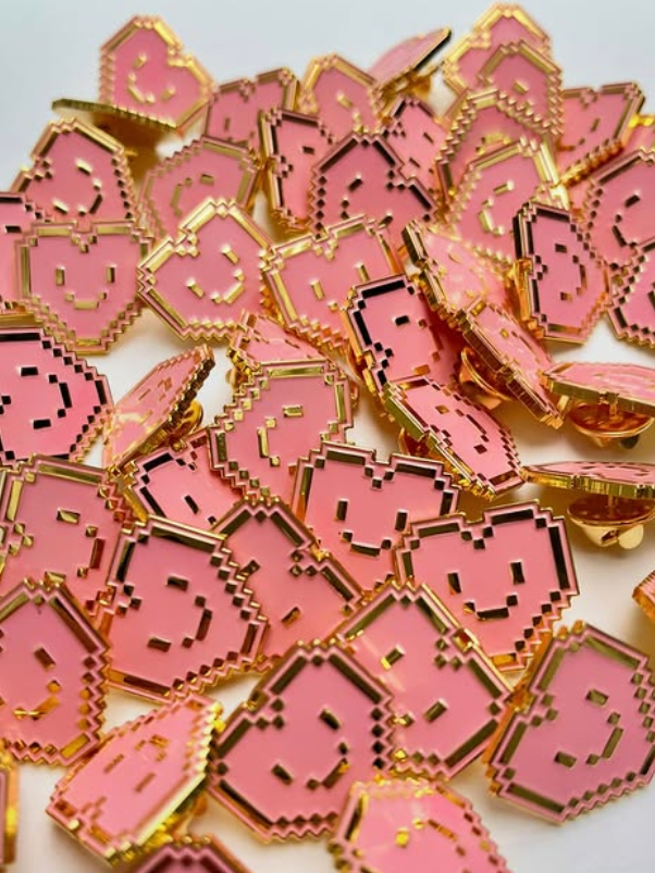 Plumo Pin hartje roze en goud