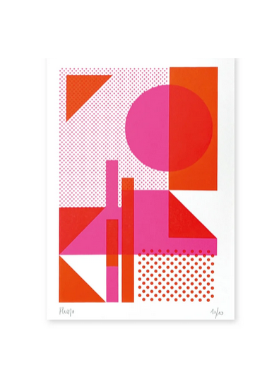 Plumo Zeefdruk abstract rood (inclusief kader)