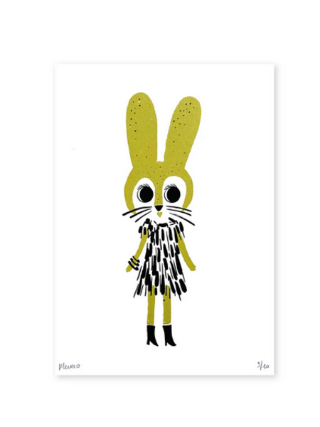 Plumo Zeefdruk konijn groen (inclusief kader)
