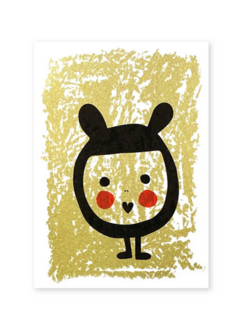 Plumo Wenskaart zeefdruk poppetje