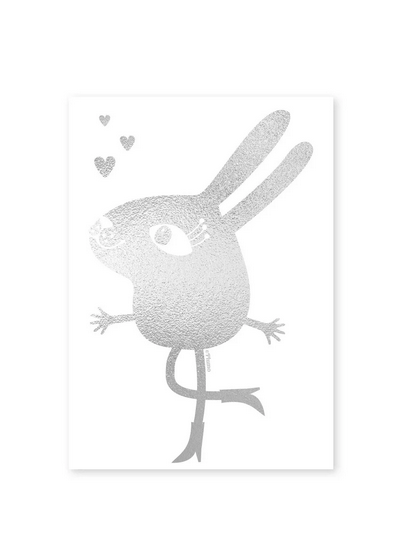 Plumo Wenskaart dansend konijn