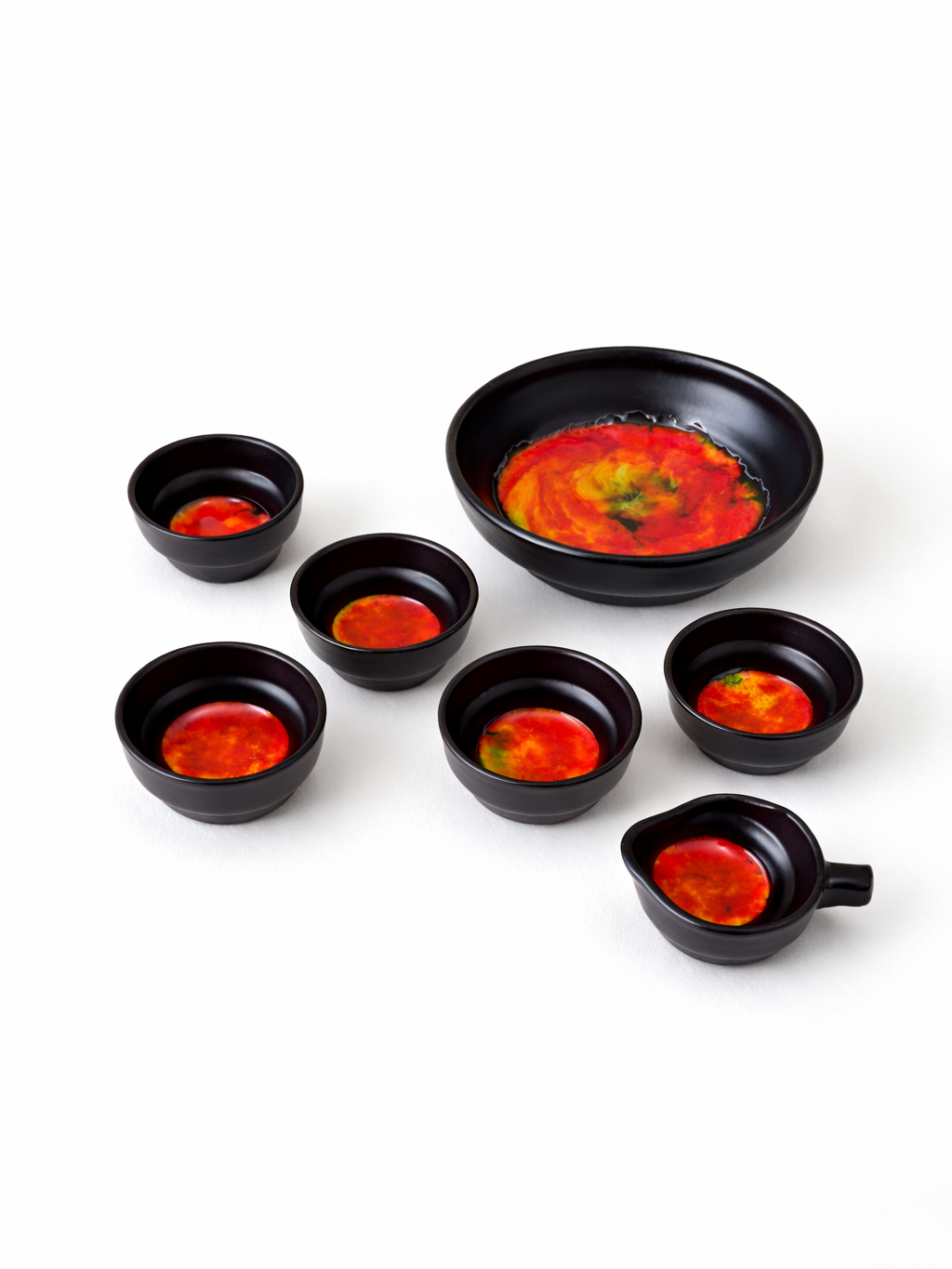 Vintage set keramieken schaal en schaaltjes