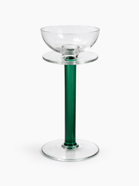 Vintage kaarshouder glas groene steel italie h32cm