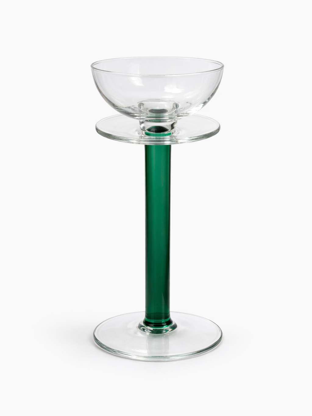 Vintage kaarshouder glas groene steel italie h32cm