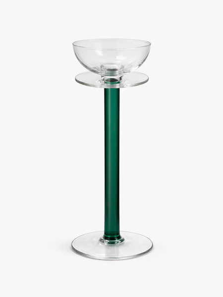 Vintage kaarshouder glas groene steel italie h37cm