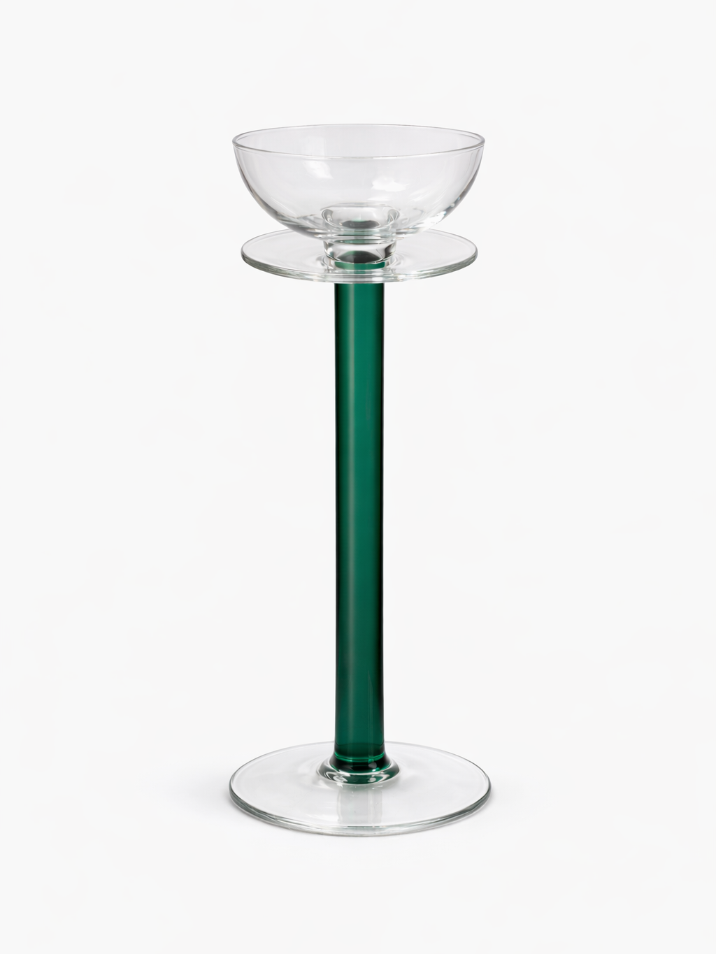 Vintage kaarshouder glas groene steel italie h37cm