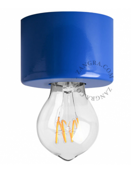 Zangra Lamp plafond of muur porselein d8,5cm blauw light.165.bl.001